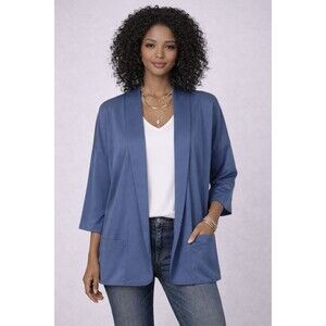 New NYC  Jacket Medium Blue Shawl Collar Open Front Oversized